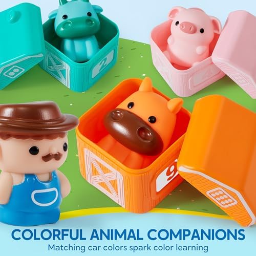 Play-Act Learning Toys for 1 2 3 Years Old, Counting, Matching & Sorting Montessori Learning Farm Train Including 9 Farm Animals, Birthday Gift for Baby Boys Girls - Image 4