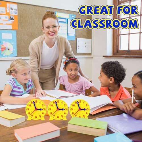 Batiyeer 24 Pcs Teaching Clock Kit for Kids to Tell Time 4'',Yellow (Pack of 2) - Image 6