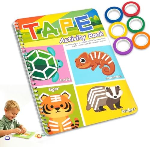 Tape Activity Book for Kids Ages 3-5, Travel Activities for Toddlers by Kyerivs