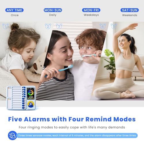 Mooking 5-in-1 Visual Timer, ADHD Tool for Kids|Adults, Visual Schedule for Kids with Autism, 12/24 Task Timer & Chore Chart Board, ADHD Tools with Daily Checklist for Home, School, Classroom - Blue - Image 4