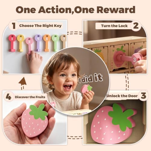 Montessori Toys for 2 Year Old|Wood Lock and Key Toddler Shape Sorter Toys - Image 3