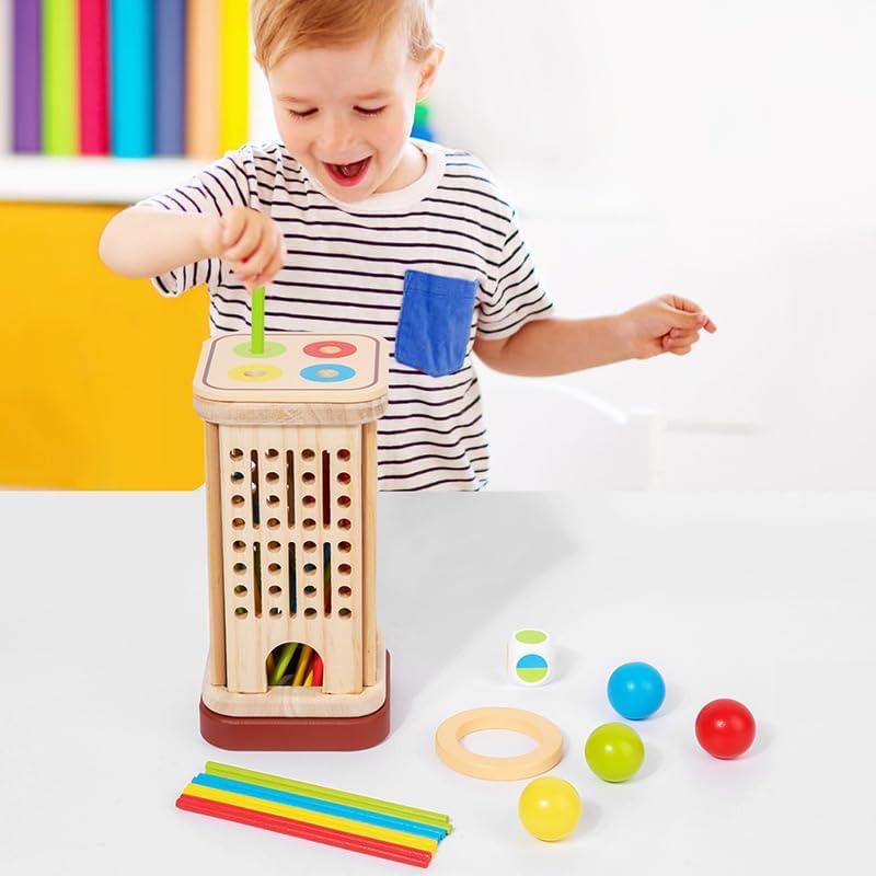 Montessori Game Wooden Board Game, 40 Colorful Wooden Sticks Dice Game Math Educational Toys for 3 4 5 6 Years Old,Math Educational, Fine Motor Skill Toy for Girls Boys, Gift for Kids - Image 3