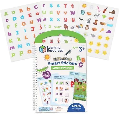 Learning Resources Skill Builders Smart Stickers Letters & Phonics - Reusable Sticker Books for Kids, Preschool Activity Book, Toddler Learning Activities, Educational Stickers by LearningResources