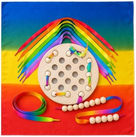 Eray Montessori Wooden Lacing & Weaving Board, Fine Motor Toy Ages 3+ - Image 2