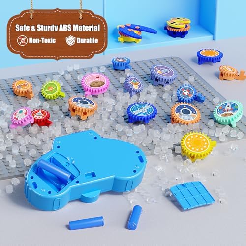 STEM Gears Toys for Kids Ages 3+, Creative Learning Building Blocks, 18Pcs Educational Construction Toy Set, Electric & Manual Dual Mode, Versatile Gear Playset Gift for Boys & Girls - Image 6
