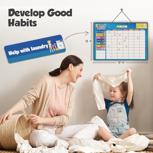 inamio Magnetic Kids Responsibility Reward Chart - Engaging 3D Stars & Chore Tasks - Behavior Chart for Home & School - Ideal for Ages 3-9, Multiple Kids - Image 4