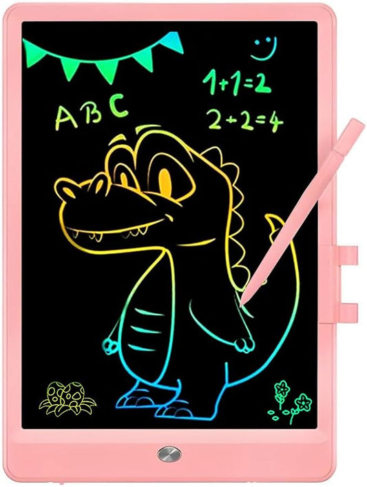 Kids LCD Writing Tablet, 10.5 Inch Colorful Electronic Board Drawing Pad, Electronic Erasable Doodle Tablet for Boys Girls Gifts for Toddler Educational Travel Birthday(Pink)