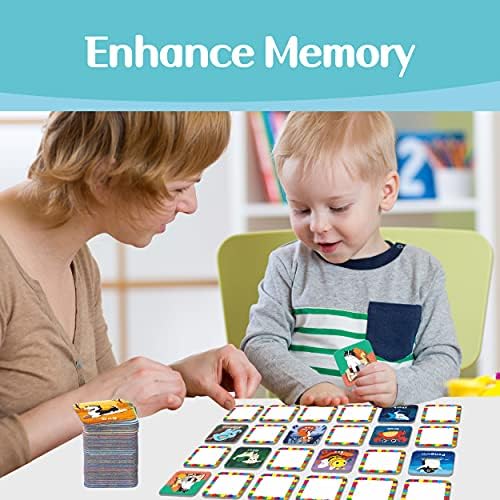 Hebayy 36 Pair Animal Matching Memory Game Flash Cards for Toddlers, Preschool, Kindergarten and Home. Erasable, Fun & Fast, Travel Friendly, Skill Building. Size 2” x 2”(5 x 5 cm) - Image 5