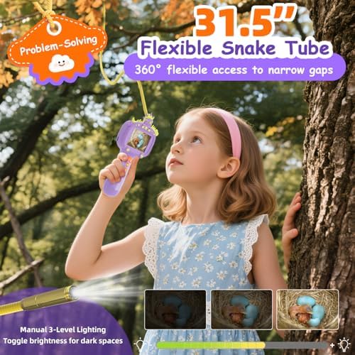 Borescope Snake Camera Endoscope with Light & Flexible Tube for Kids - Educational STEM Science Toy for Boys & Girls Ages 3-10, Birthday for Nature Exploration - Purple - Image 4