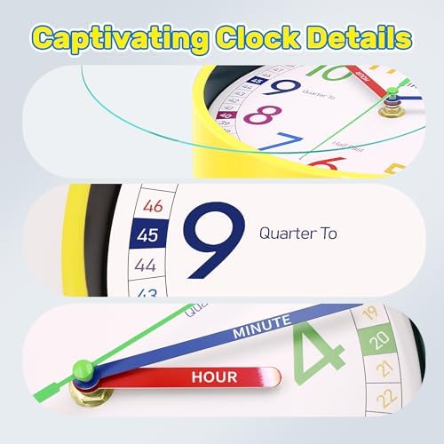 VIKMARI Learning Clock for Kids Classroom 10" Battery Operated Teach Time - Image 4