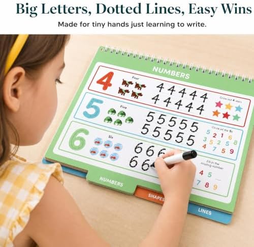 Fun Preschool Workbooks for Kids Age 3-5 - Reusable Dry Erase Tracing Books - Image 4