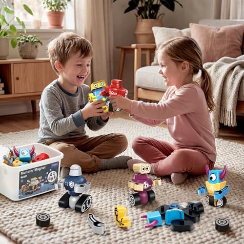 STEM Magnetic Robot Building Toys for Kids 3-5 and 4-8, 36 Pieces Transformable Stacking Robot Blocks with Storage Box, Creative Learning Christmas and Birthday Gifts for Boys Girls 3-8 - Image 4