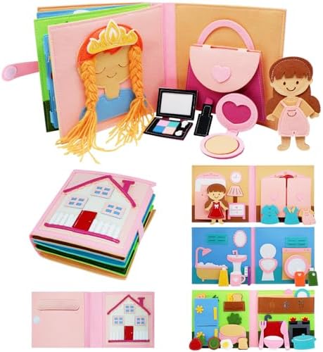Montessori Busy Book, Pretend Play Felt Busy Board for Kids Age 2-4 by BizyKoady