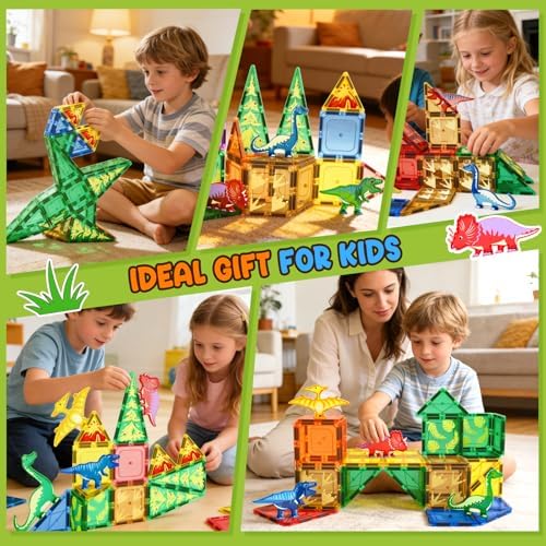 Dinosaur Toys Magnetic Tiles - Magnet Building Blocks for Toddler Kids 3+ - Image 3