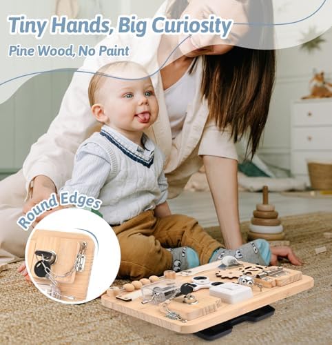 Potatomato Montessori Wooden Busy Board-Sensory Toys for Toddlers Fine Motor Skills-Activity Board for Kids-Educational Fidget Travel Toy for Baby Boy&Girl-Birthday Gifts - Image 5