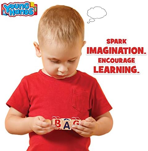 Creative Kids Wooden Reading Blocks - Set of 5 Spinning Alphabet Blocks w/Easy-Grip Handles - Kindergarten Preschool Learning Activities Letter Work - Wooden Montessori Toys Gifts for Kids Toddlers - Image 5