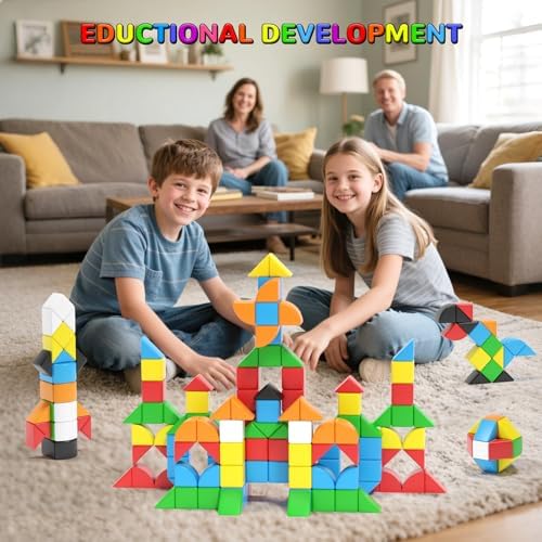 Hiwawind 84pcs Magnetic Blocks,Toys for 3 Year Old Boys & Girls, Sensory Toys for Kids with Autism, STEM Preschool Montessori Toys for Toddlers 3-5, Christmas Toys Birthday Gifts for Grandkids - Image 7
