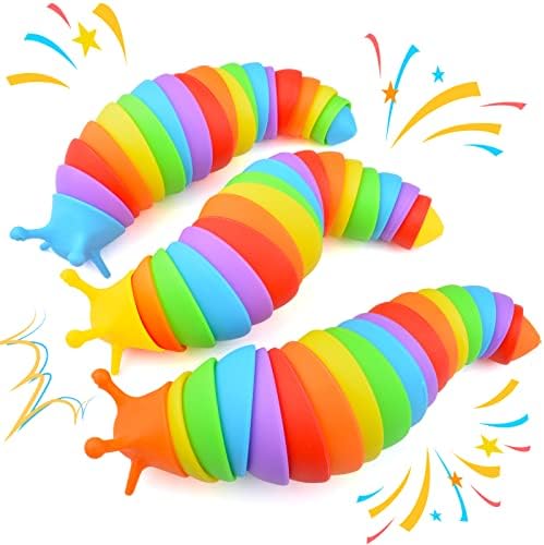 Cevioce Fidget Slug Toy, Sensory Slug Fidget Toys for Kids & Adults, 3Pcs Autism Sensory Toys for Autistic Children Toddlers，Asmr Toys-3 4 5 6 7 8+ Year Old Girl Boy Birthday Gifts by Cevioce
