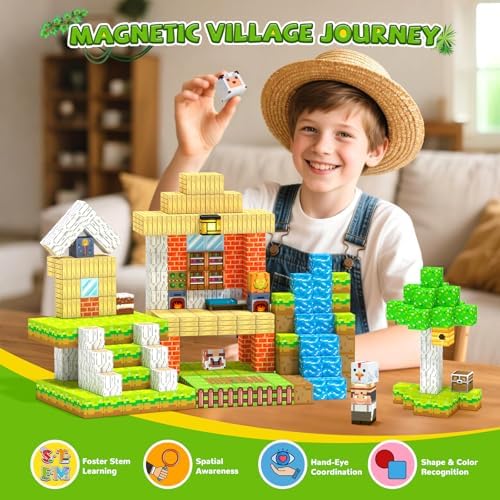 Magnetic Blocks,Birthday Gift Toys for 3 4 5 6 7 8 Year Old Boys & Girls, - Image 6