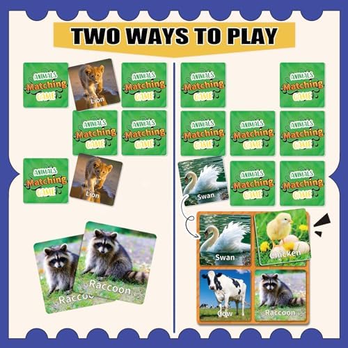 YTSQLER 100 PCS Animal Memory Matching Game - Image 3