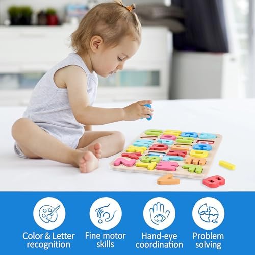 Aile Wooden Learning Alphabet Peg Puzzle Board Toys - Image 5