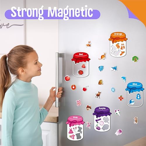 12 Pieces Magnetic Color Sorting Toys, 60 Color, Number & Math Symbol Magnets Early Educational Sorting Set for Refrigerator Whiteboard Baby Toddlers Kids - Image 6