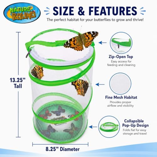 Nature Bound Butterfly Growing Kit - Live Caterpillar to Butterfly Project for Kids - Includes Voucher for Caterpillars, Green Pop-Up Enclosure, and STEM Learning Guide - Image 5