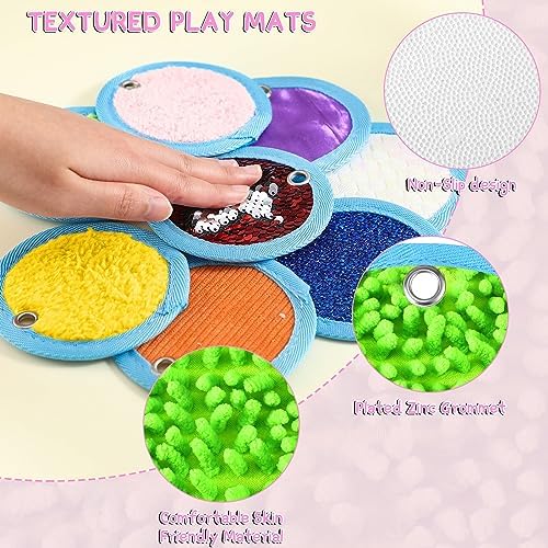 Boao 8 Set Mini Sensory Mats for Autism Kids Sensory Floor Tiles, Round - Image 5
