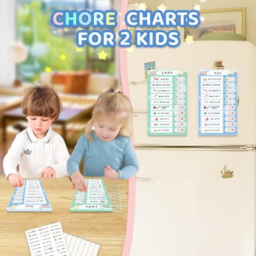 2 in 1 Namable Chore Chart for Kids, Dry Erase Morning/Bedtime Routine Chart for Kids for Refrigerator, Magnetic Visual Schedule for Kids Toddlers to Do List Checklist for Multiple Kids - Image 4