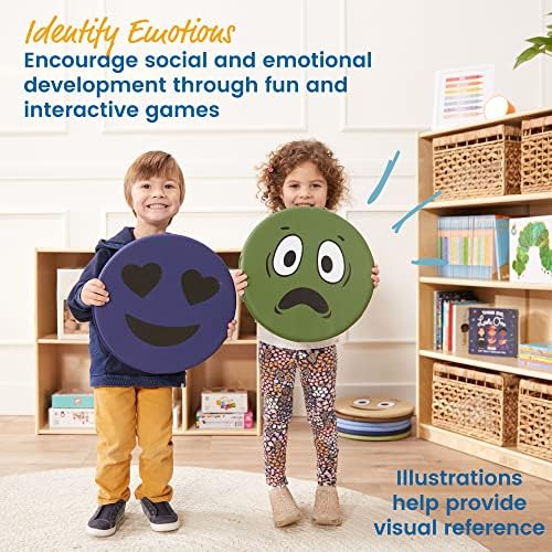ECR4Kids SoftZone Emotion Pads with Mirror, Trilingual, Expression Cushions, Earthtone, 8-Piece - Image 3