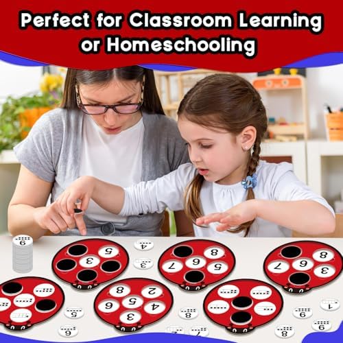 Math Games for Kids, Math Manipulatives Kindergarten Preschool Counting Toys, Ten Frame Set Addition and Subtraction Flash Cards Matching Bingo Number Games Homeschool Classroom Must Haves - Image 4