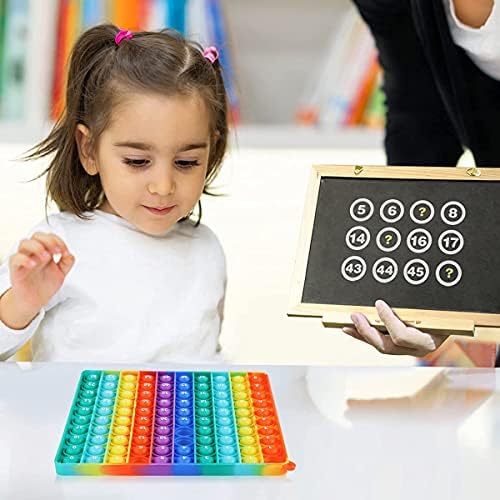 DK-SIMINA Large P0pp with Numbers, Rainbow Square Dimples Fidgett Ttoy 100 Bubble Math Toy Learning Tool for Teachers to Make Various Math Operations Poppers for Kids (1-100 Numbers) - Image 3