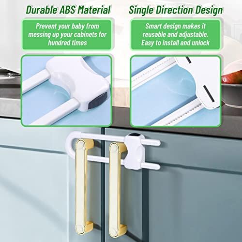 6 Packs Sliding Cabinet Locks, Baby Proofing U-Shaped Child Safety Latches - Image 4