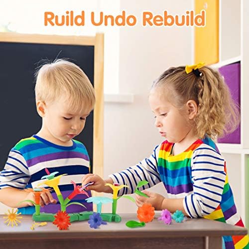 VERTOY Gifts for 3 4 5 6 Year Old Girls, Flower Garden Building Toys Set for Toddlers, STEM Preschool Activities and Gardening Pretend Playset, Stacking Game for Age 3+ Little Kids - Image 2