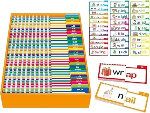 30 Read Word Families, Sight Words, ABC Phonics Flash Cards,Reading Learning Set, Educational Games for Kindergarten by HighQualityFlagship