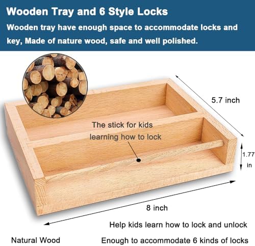 Inslat Montessori Lock and Key Toy Set for Toddlers, Educational STEM Lock Toys Matching Games Set with Wooden Tray for 3-5 Year Old Kids - Image 3