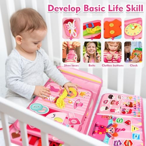 Teensymic Montessori Busy Board for Toddlers Ages 3+ – Portable Travel Quiet Book for Fine Motor Skills, Practical Life & Cognitive Learning, for Boys & Girls - Image 2