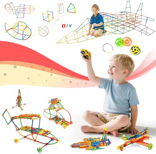 600Pcs STEM Building Toys,Straw Constructor Building Blocks Toy,Develops Motor Skills and Logic Thinking,Classroom Must Haves Creativity Preschool Toy for Kids Aged 3+,Great Gift for Kids - Image 5
