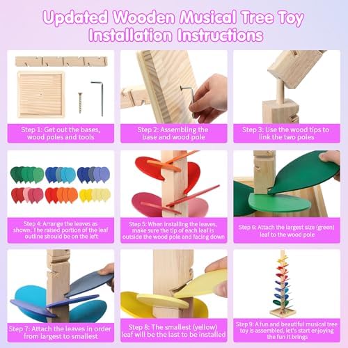Wooden Marble Run Update Wooden Music Tree for Kids 3+ Years Old,Ball Drop Toy Montessori Toys for 3+ Birthday Gifts for Boys and Girls - Image 4