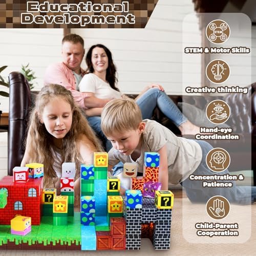 ToyUnited Magnetic Blocks-150 PCS Build Adventure Game Castle World Set - Magnetic Building Cubes Stacking, STEM Montessori Sensory Toys for Kids Boys Girls Ages 3+ Birthday Gifts - Image 6