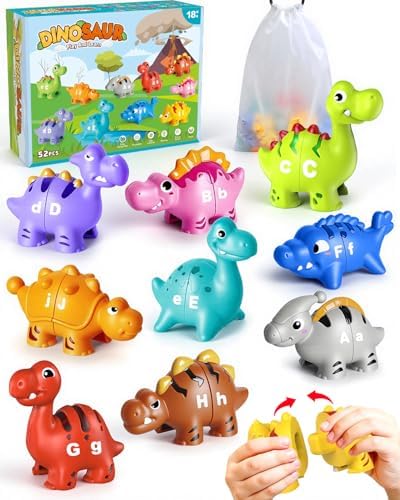 Dinosaur Alphabet Learning Toys for Toddlers Kids 3-5, 10 Unique Dinos by Jetbotell