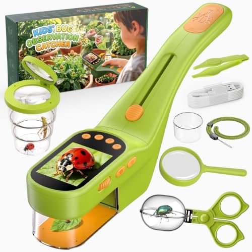 Handheld Microscope for Kids, Outdoor Explorer STEM Toy with Bonus Tools, 2.4" IPS Screen, Ergonomic Grip, Digital Camera, Photo/Video, Magnifier, Science Kit – Gift for Boys & Girls Age 3-12 by Unknown