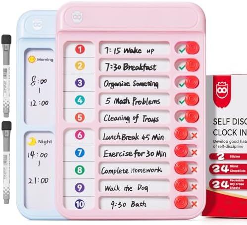 2 Pack Chore Chart for Kids Multiple Kids, Magnetic Checklist Board Slider by Home