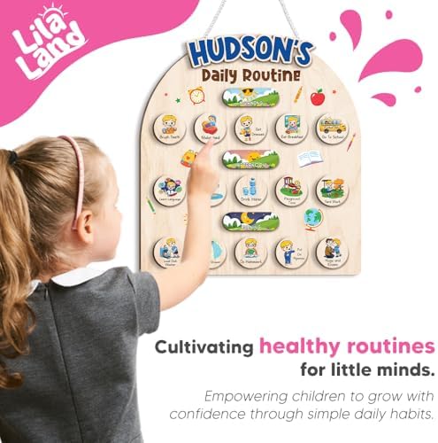 Wooden Chore Chart for Boys, Daily Routine Chart for Kids, Visual Schedule, Chore Reward Chart, Bedtime Morning Routine Chart for Toddlers (05) - Image 5