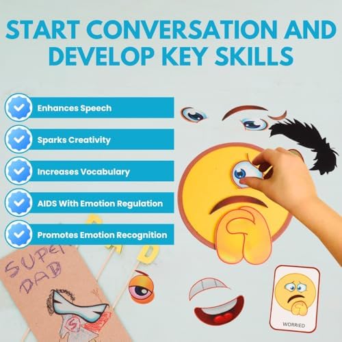Thought-Spot Emotions Canvas Activity Set | Social Learning Game for Kids | Make Faces to Understand Feelings | 2 Canvases, 12 Double-Sided Emotion Cards with Coping Strategies, 55 Facial Pieces - Image 2