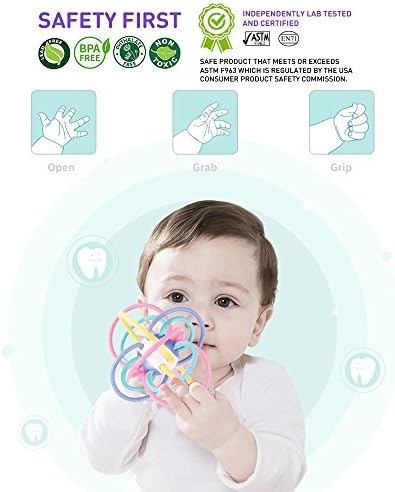 WEofferwhatYOUwant Baby Sensory Teether Soft Rattle TPU Rings Teething Ball - Image 5