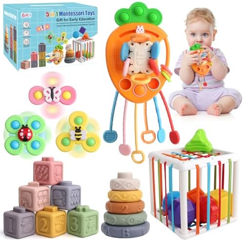 Vinlon Montessori Toy Set for Toddler Aged 6+ Month -Sensory Fine Motor Skill Learning Toys for Baby Boys Girls. Easter Basket Stuffers Valentine's Day Gift for 1 2 Years Old by Vinlon
