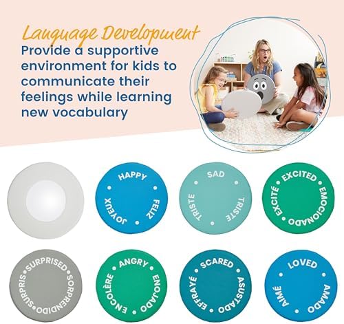 ECR4Kids SoftZone Emotion Pads with Mirror, Trilingual, Expression Cushions, Contemporary, 8-Piece - Image 5