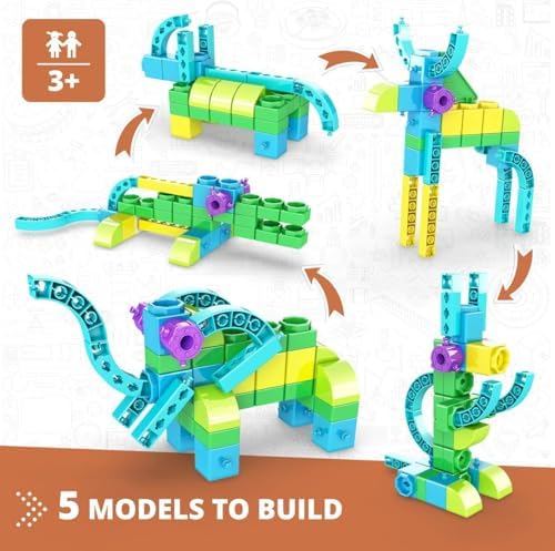 Engino STEAM Labs, Learning About Wild Animals, Construction Toys for Ages 3+, Building Blocks, STEM Kit for Girls & Boys, Preschool Educational Toys (5 Models) - Image 2