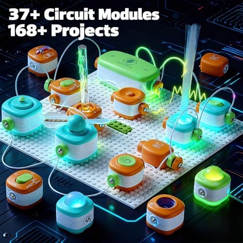 Science Kits for Kids - STEM Educational Circuits Kit for Kids, 168 Projects 37 Circuit Parts Electronics Building Blocks, Science Experiment Toy - DIY Engineering Gift for Boys Girls Ages 3+ - Image 5
